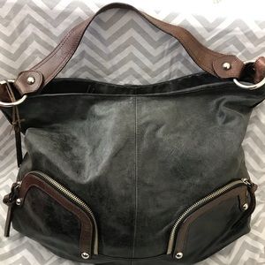 Tano distressed glazed leather hobo handbag